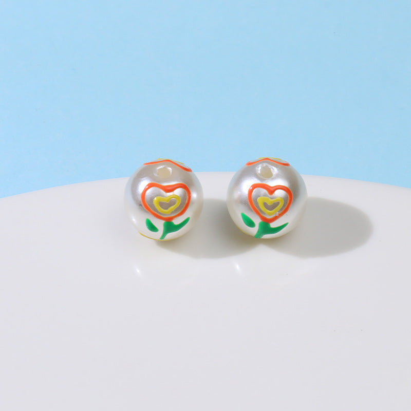 Wholesale Imitation Pearl Hand Painted Oil Drip Jewelry Accessories Beads